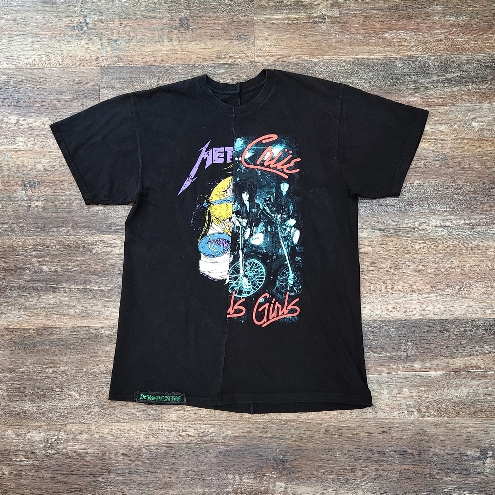 TWO PIECE COMBINED METALLICA & MOTLEY CRUE T-SHIRT SIZE LARGE